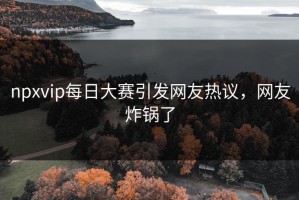 npxvip每日大赛引发网友热议，网友炸锅了