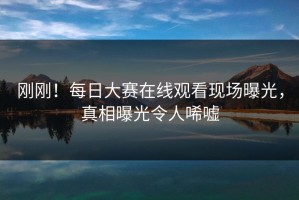 刚刚！每日大赛在线观看现场曝光，真相曝光令人唏嘘