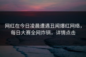 网红在今日凌晨遭遇丑闻爆红网络，每日大赛全网炸锅，详情点击