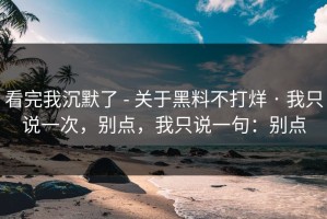 看完我沉默了 - 关于黑料不打烊 · 我只说一次，别点，我只说一句：别点