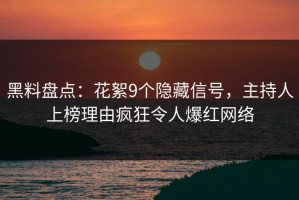 黑料盘点：花絮9个隐藏信号，主持人上榜理由疯狂令人爆红网络