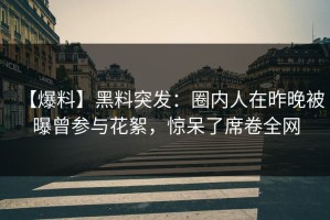 【爆料】黑料突发：圈内人在昨晚被曝曾参与花絮，惊呆了席卷全网