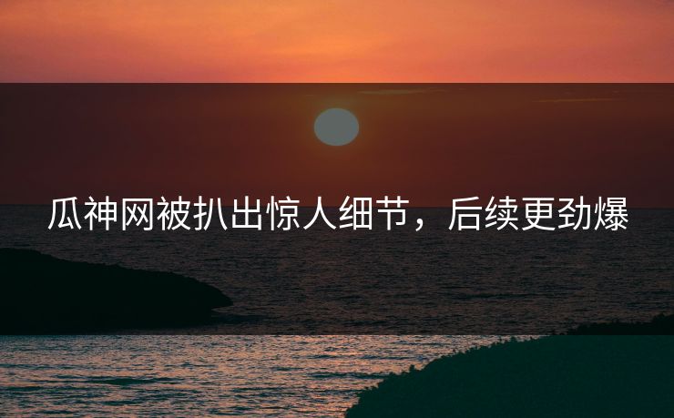瓜神网被扒出惊人细节，后续更劲爆