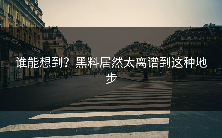 谁能想到？黑料居然太离谱到这种地步