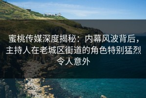 蜜桃传媒深度揭秘：内幕风波背后，主持人在老城区街道的角色特别猛烈令人意外