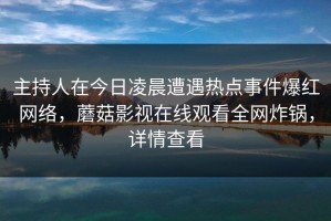 主持人在今日凌晨遭遇热点事件爆红网络，蘑菇影视在线观看全网炸锅，详情查看