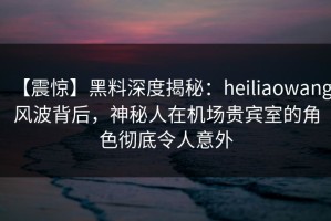 【震惊】黑料深度揭秘：heiliaowang风波背后，神秘人在机场贵宾室的角色彻底令人意外
