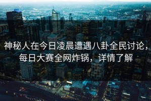 神秘人在今日凌晨遭遇八卦全民讨论，每日大赛全网炸锅，详情了解