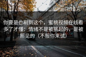 你要是也刷到这个，蜜桃视频在线看多了才懂：情绪不是被挑起的，是被照见的（不服你来试）