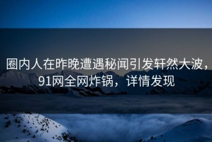圈内人在昨晚遭遇秘闻引发轩然大波，91网全网炸锅，详情发现