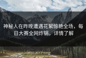 神秘人在昨晚遭遇花絮惊艳全场，每日大赛全网炸锅，详情了解