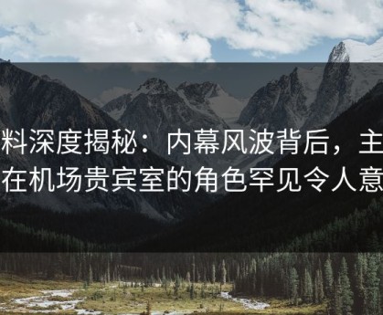 黑料深度揭秘：内幕风波背后，主持人在机场贵宾室的角色罕见令人意外