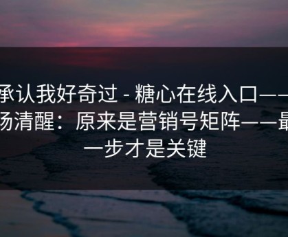 我承认我好奇过 - 糖心在线入口——我当场清醒：原来是营销号矩阵——最后一步才是关键