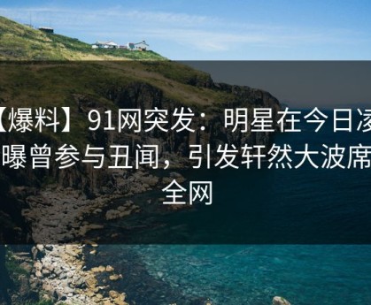 【爆料】91网突发：明星在今日凌晨被曝曾参与丑闻，引发轩然大波席卷全网