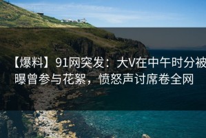 【爆料】91网突发：大V在中午时分被曝曾参与花絮，愤怒声讨席卷全网