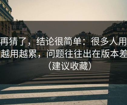 别再猜了，结论很简单：很多人用51网越用越累，问题往往出在版本差别（建议收藏）