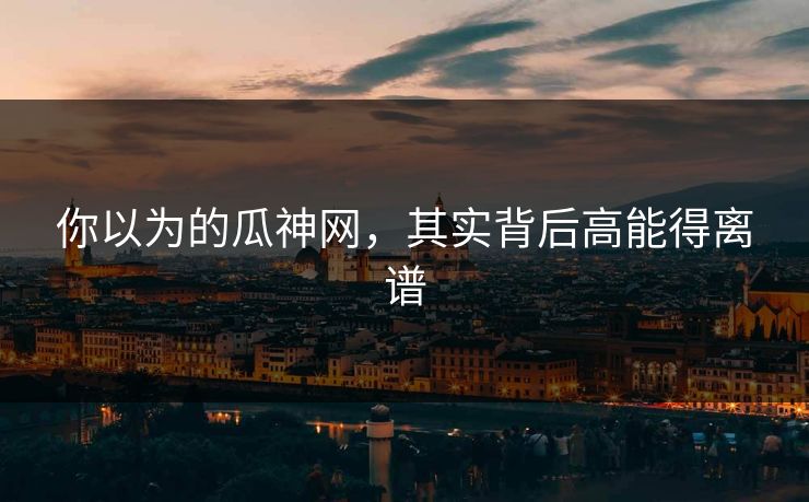 你以为的瓜神网，其实背后高能得离谱