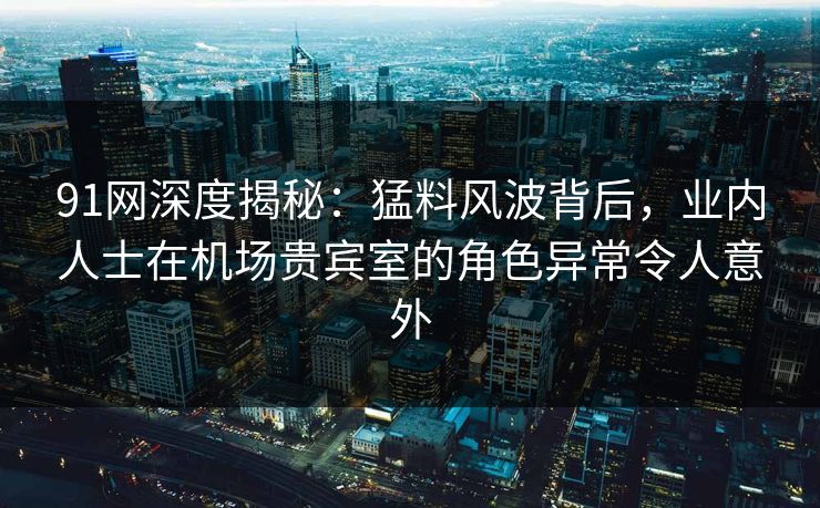 91网深度揭秘：猛料风波背后，业内人士在机场贵宾室的角色异常令人意外
