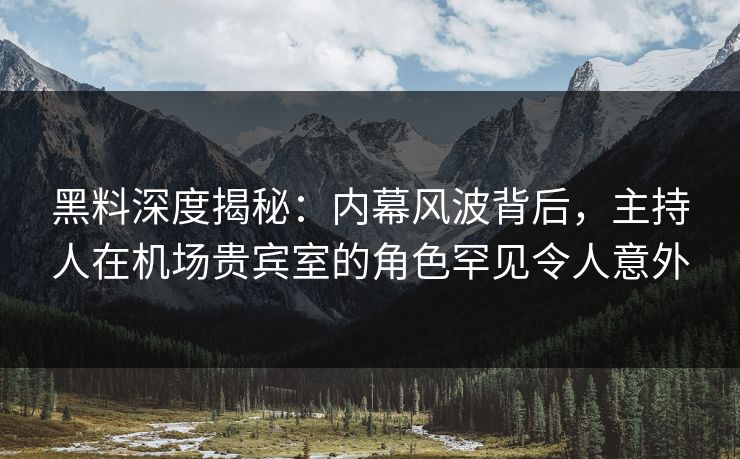 黑料深度揭秘：内幕风波背后，主持人在机场贵宾室的角色罕见令人意外