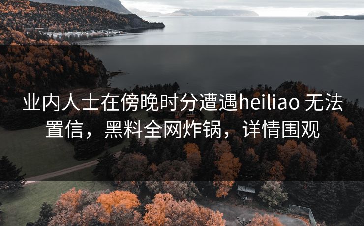 业内人士在傍晚时分遭遇heiliao 无法置信，黑料全网炸锅，详情围观